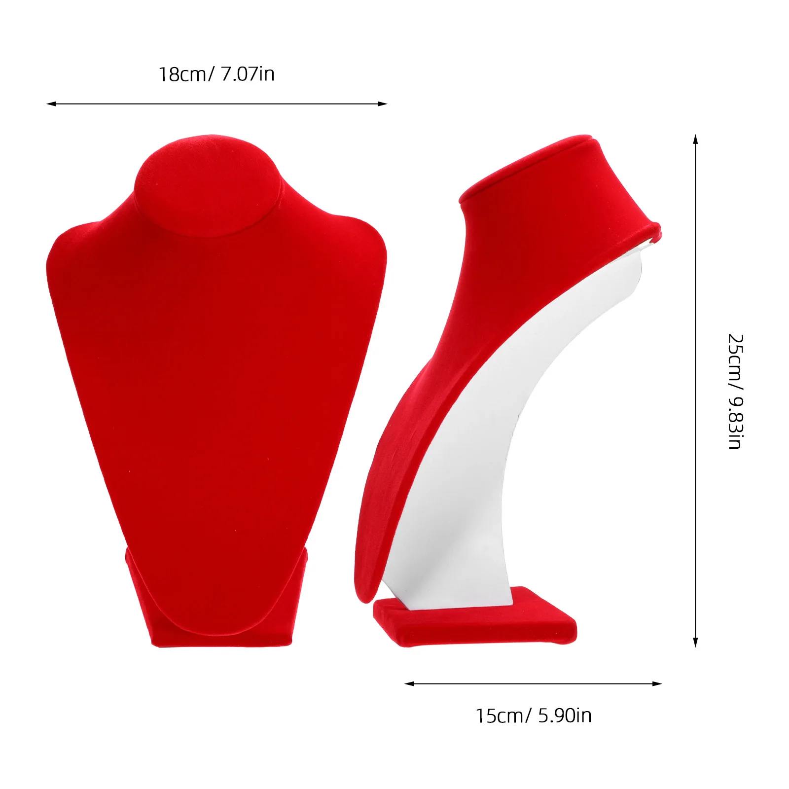 Stojak na naszyjniki 25 cm czerwony ekspozytor na biżuterię na wisiorki łańcuszki organizer bust organizer stojak na biżuterię do prezentacji