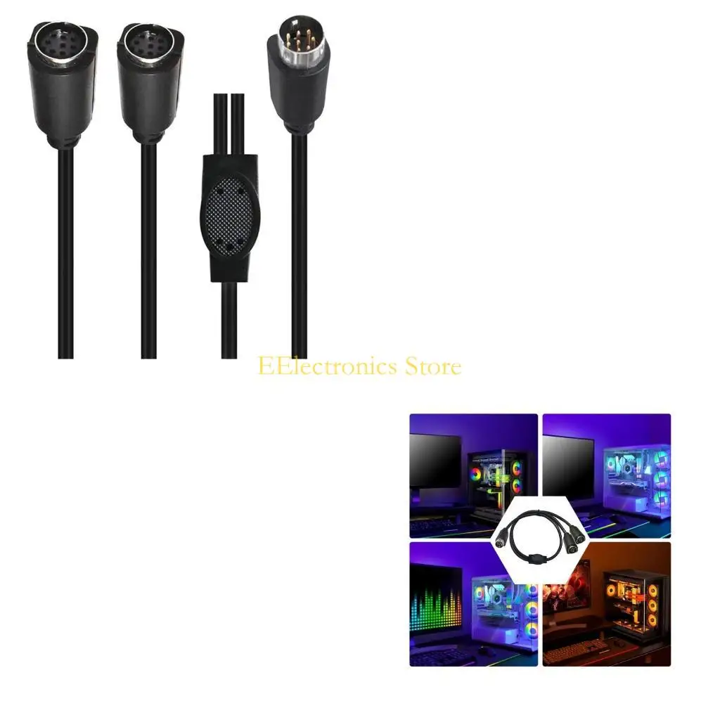 B03C DIN 8Pin Splitter Cable Adapter Cable 8 Pin S-Video Cord for Keyboards