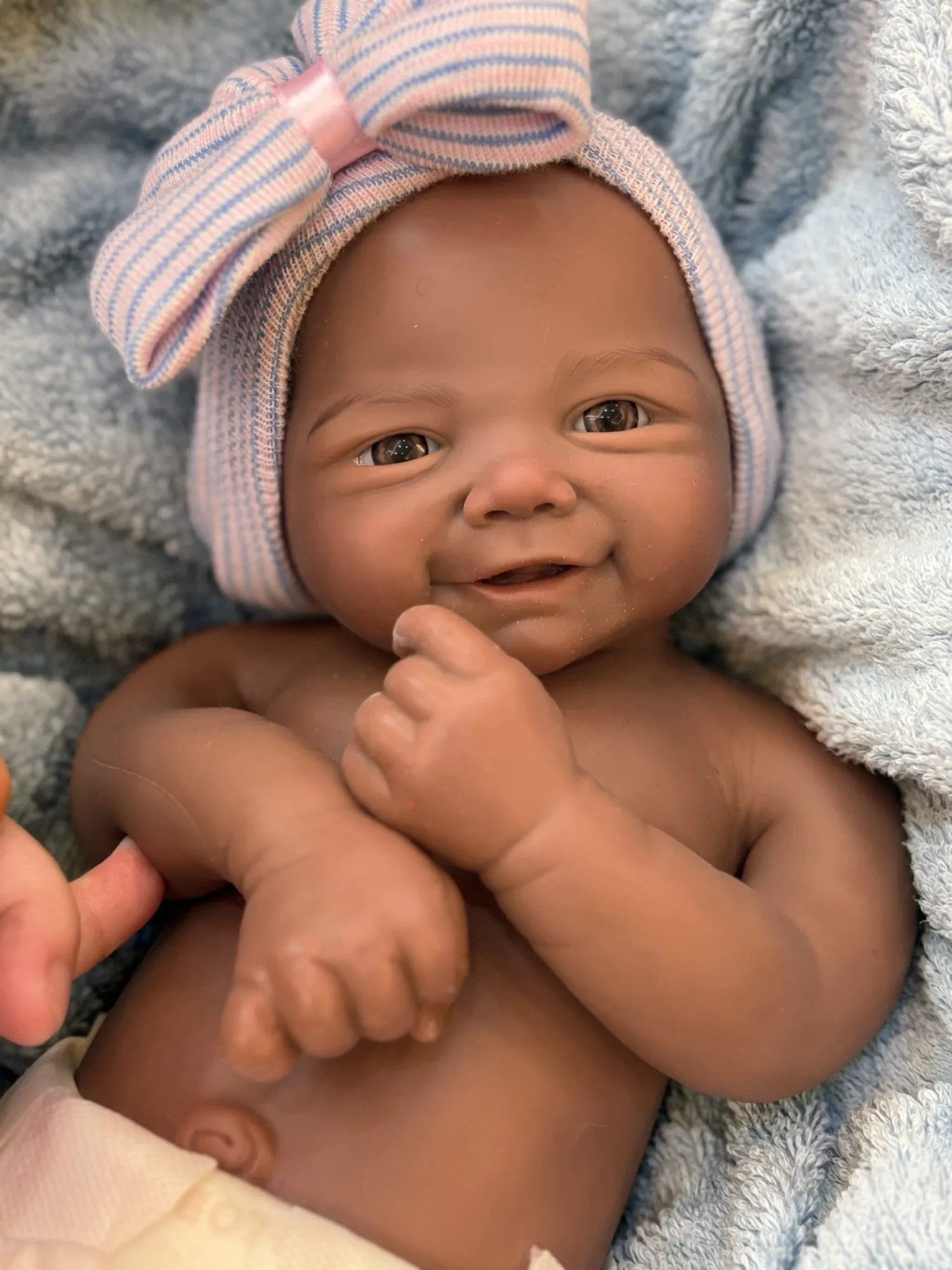 Open Mouth African Girl 18Inch Dark Skin Vivienne Painted Full Solid Silicone Reborn Baby Doll Toys For Kid's Gifts Newborn Baby