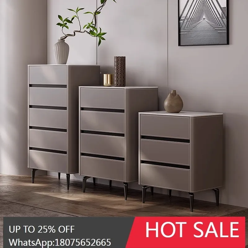 

MJY Italian minimalist saddle leather high style household bedside storage bedroom storage solid wood chest