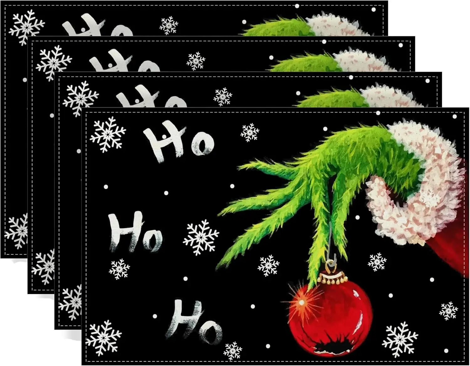 

Christmas Placemats Set of 4 Merry Christmas Table Mats Winter New Year Xmas Decor for Home Kitchen Table 12x18 inch