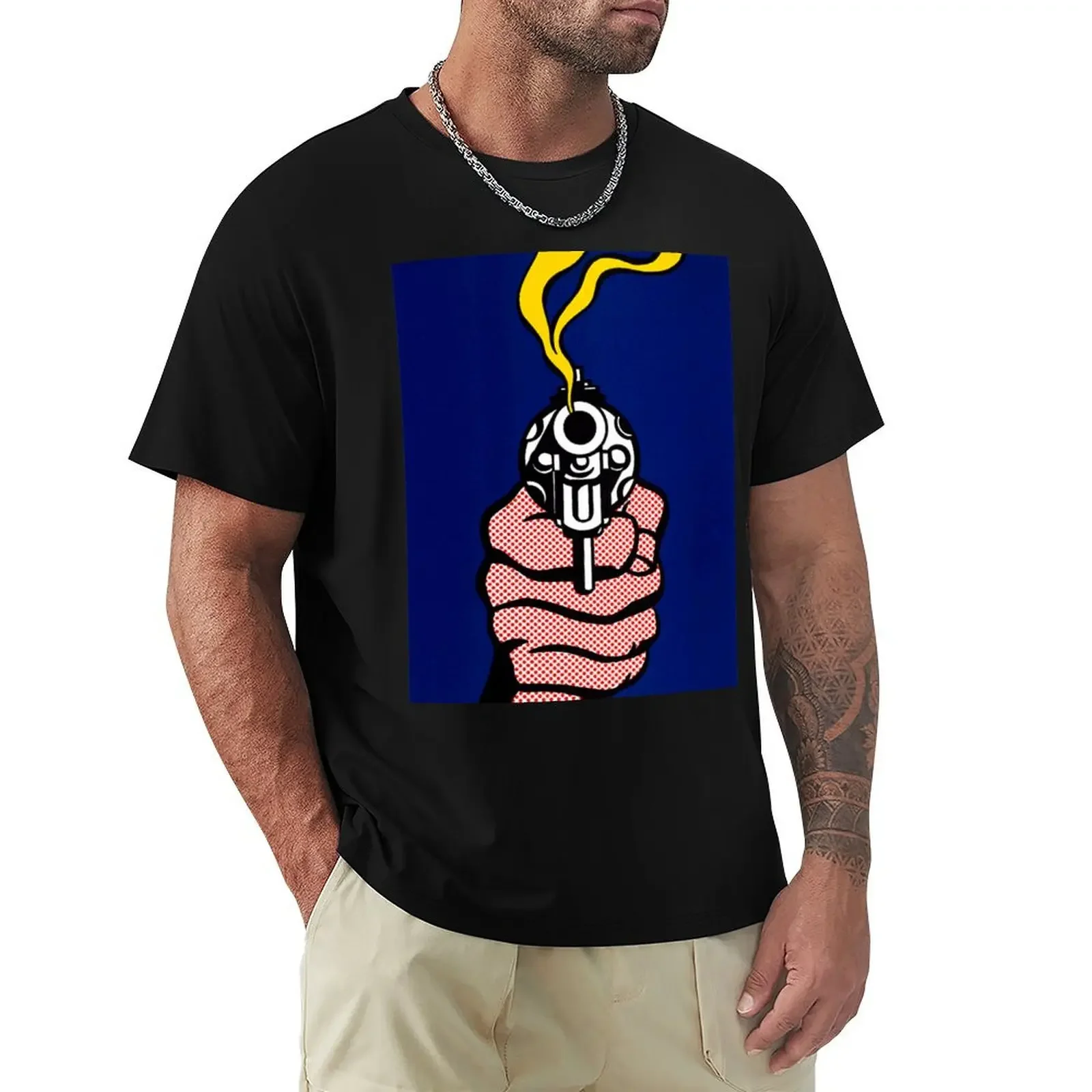 The Gun in America, by Roy Lichtenstein T-Shirt blanks rapper graphic tees men t shirt