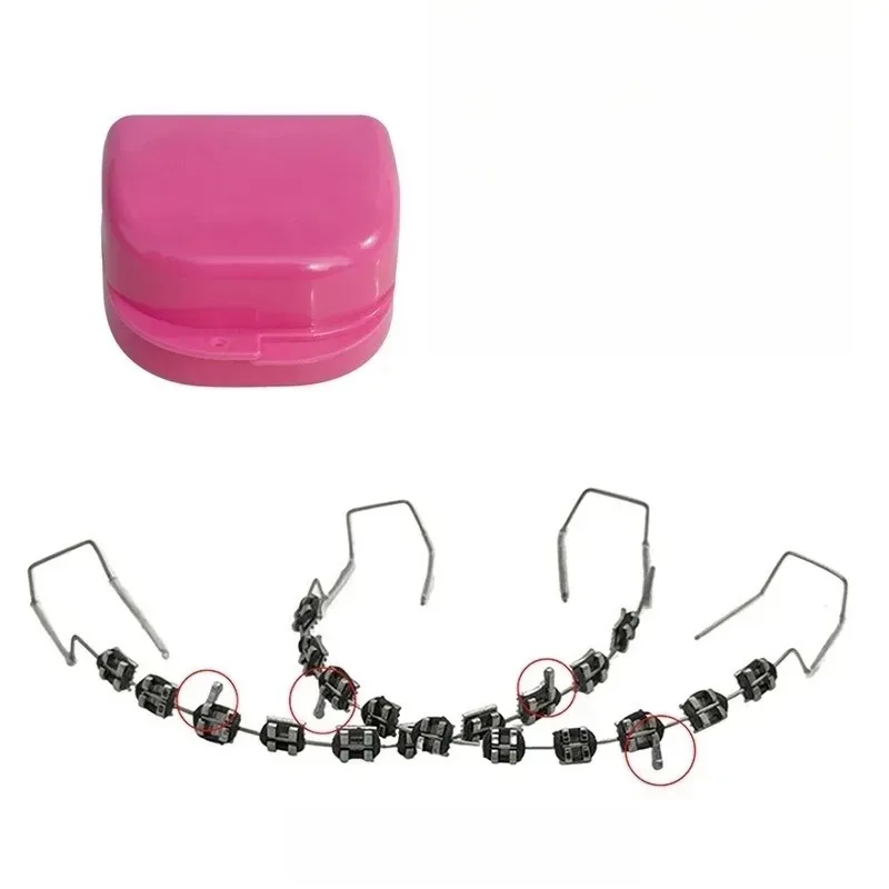 1 Pair Colorful Temporary Tooth Decoration with Box, Metal Wires Orthodontic Ligature Ties & Fake Braces Brackets Quality New
