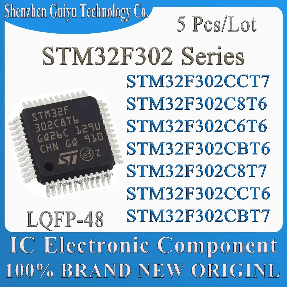 

5Pcs/Lot STM32F302CCT7 STM32F302C8T6 STM32F302C6T6 STM32F302CBT6 STM32F302C8T7 STM32F302 CBT7 CCT6 STM32F STM LQFP48 IC MCU Chip