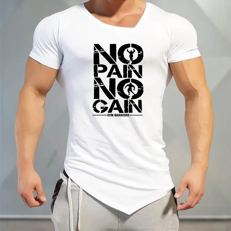 Muscle Guys Fashion Fitness T-shirts Bodybuilding Fitness Brand Gym clothing cotton Mens Short Sleeve tshirt Workout Tees