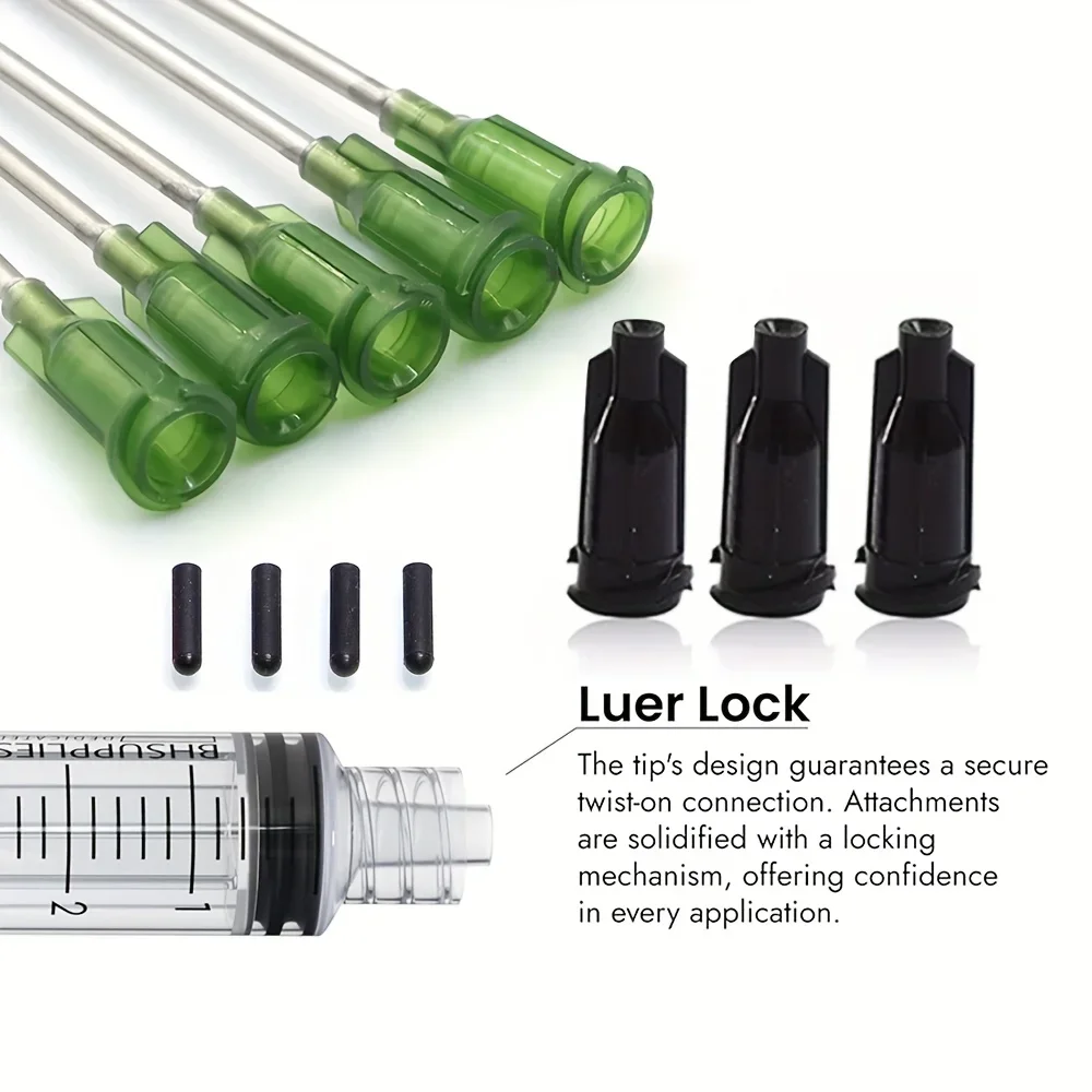10ml Luer Lock Liquid Dispensing Barrel with Long Blunt Tip Needles and Black Sealing Caps Multipurpose Measuring Tool for Garde view 4