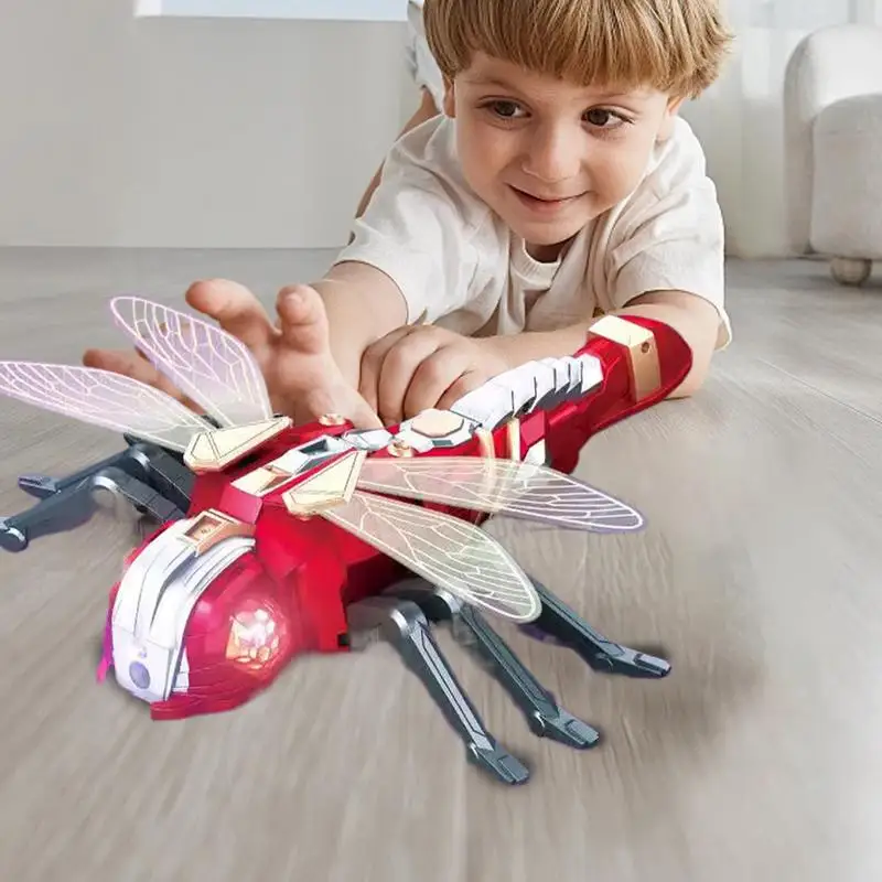 Libélula teledirigida de 2,4 Ghz, juguete de libélula RC para niños, Robot libélula con pulverizador y luces LED, Bot Musical realista RC