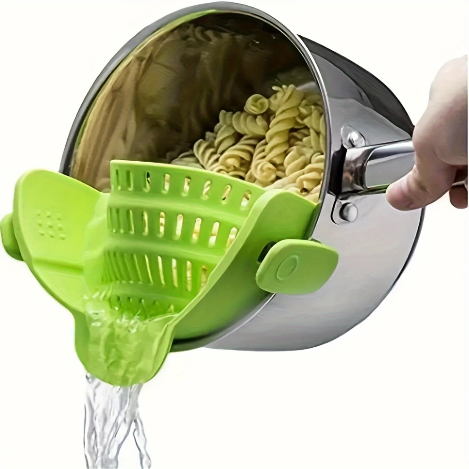 Adjustable Clip-On Silicone Strainer - Kitchen Colander for Pasta, Veggies, Fruits - Easy-Clean, Space-Saving Gadget