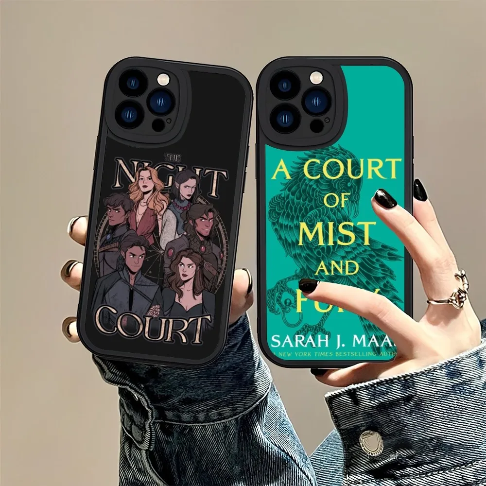 A C-Court of Mist and Fury Book Phone Case For iPhone 11 12 13 14 15 X XR Pro MAX Plus Lens Protective Leather Soft Back Cover