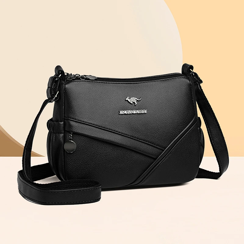 Multi Pocket Large Capacity Women's Messenger Bag High Quality Soft Leather Shoulder Crossbody Bags Fashion Trend Women Handbag