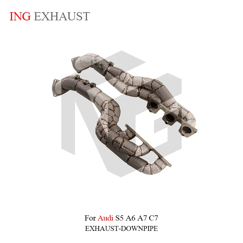 ING Exhaust Performance Accessories Manifold Header for Audi S4 S5 A6 A7 C7 V6 3.0T Car Refit Direct Converter Tube Pipe System