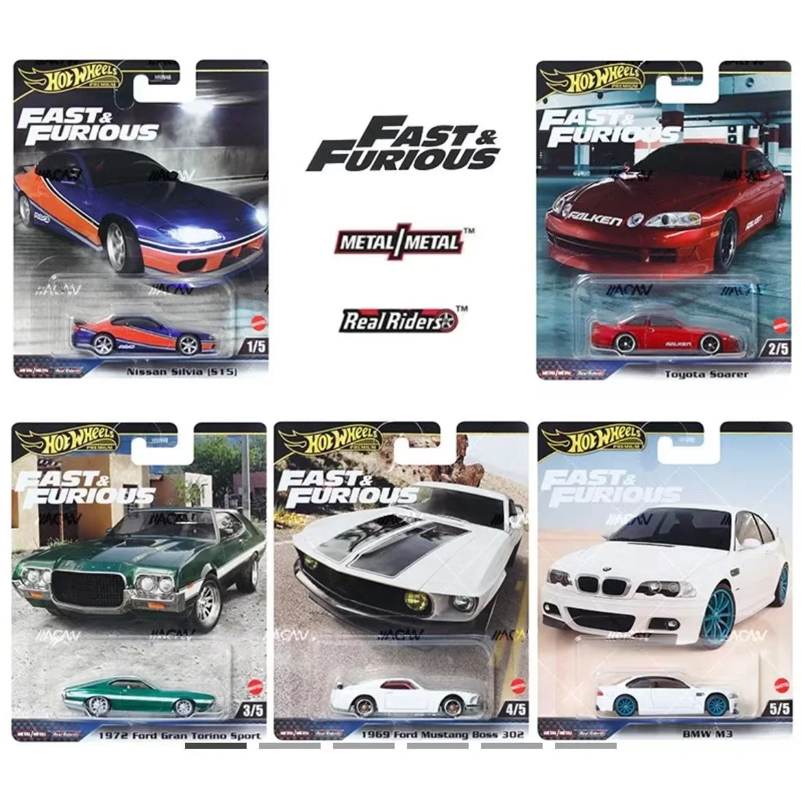 Original Hot Wheels Premium Car Fast & Furious Diecast 1/64 Toys for Boys Nissan Silvia Toyota Soarer BMW M3 Ford Birthday Gift