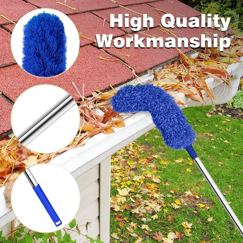 Telescopic Gutter Cleaning Brush Removing Leaves Debris Adjustable Angle for Hard-to-Reach Areas Gutter Guard Cleaner Tool