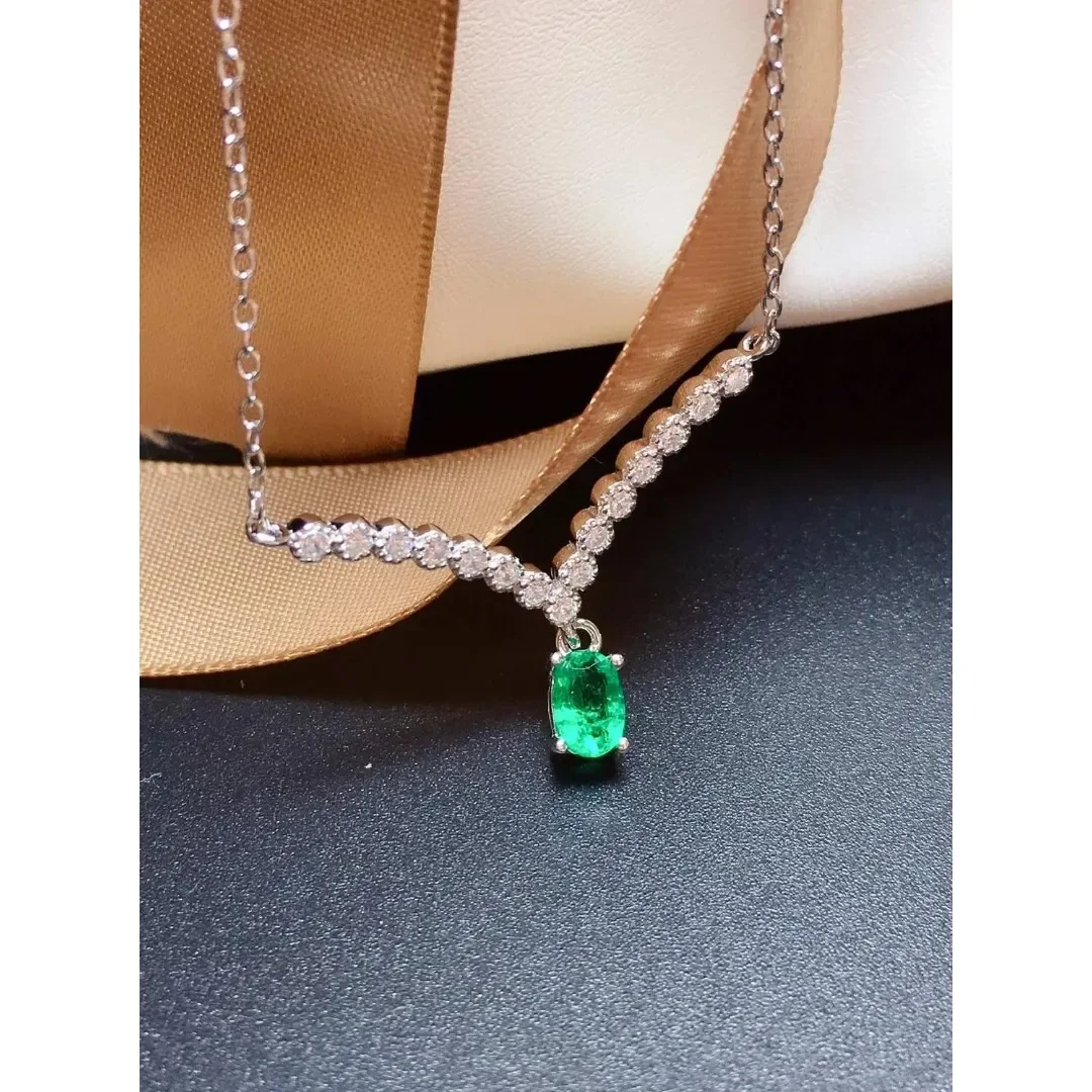 Genuine Natural Emerald Pendant In Sterling Silver Fine Women's Jewelry Sales with Free Shipping Clearance Sale