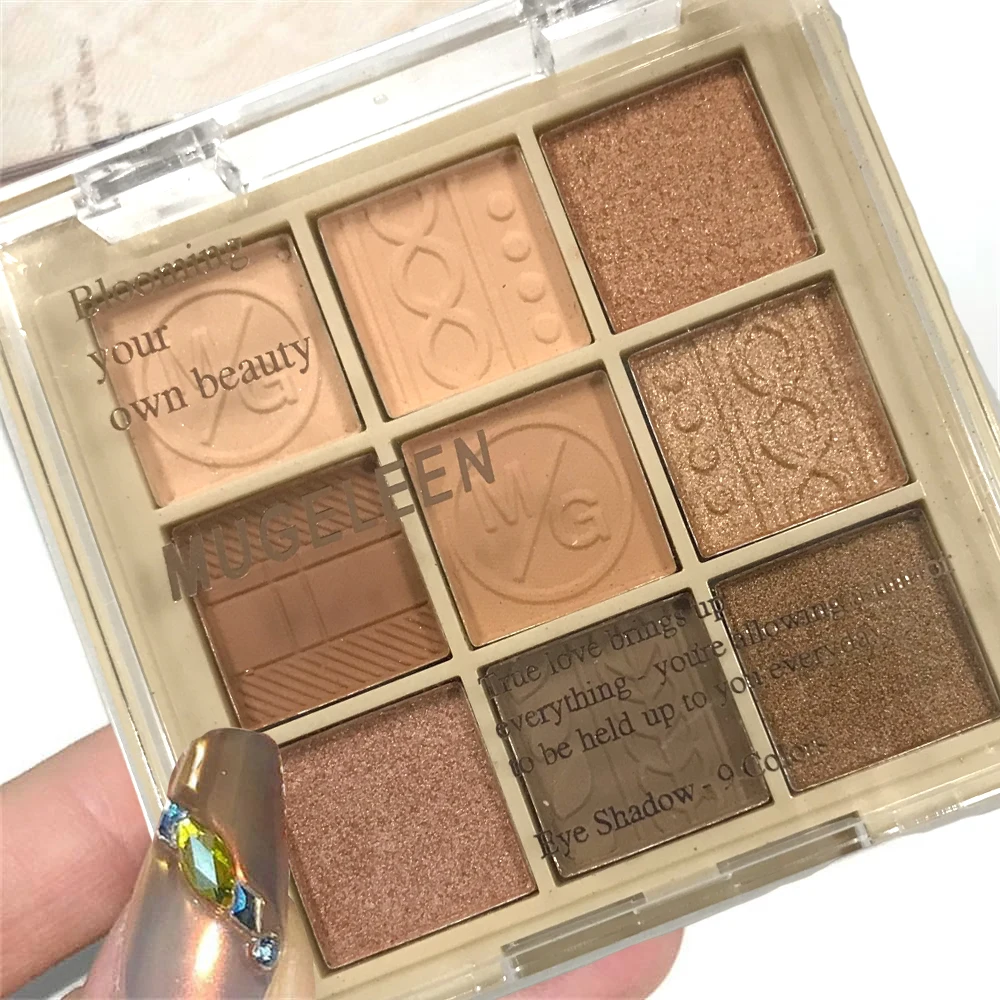 Paleta Cieni do Powiek 9 Kolorów Nude Brokat Perłowy Długotrwały Koreański Styl Uroczy Makijaż Oczu Kosmetyki Perłowe Brokatowe Odcienie
