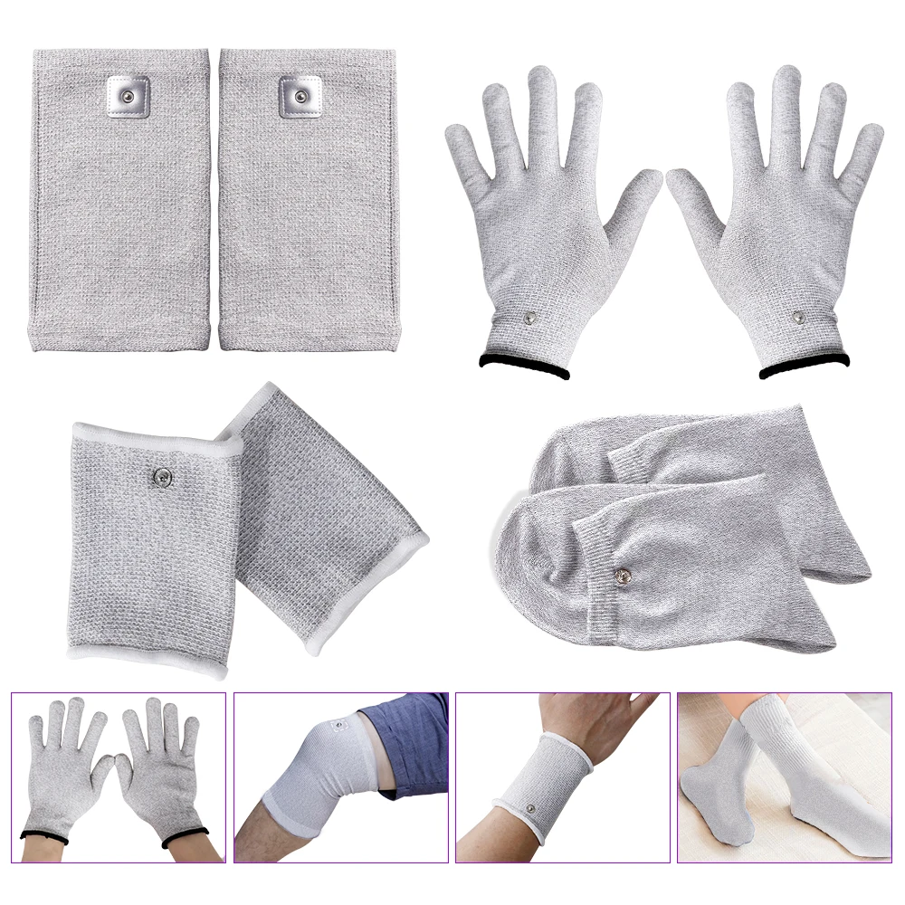 Electrode Silver Fiber Gloves TENS Body Massager Socks Wrists ​Knees Protectors Accessories EMS Muscle Stimulator Massage Device