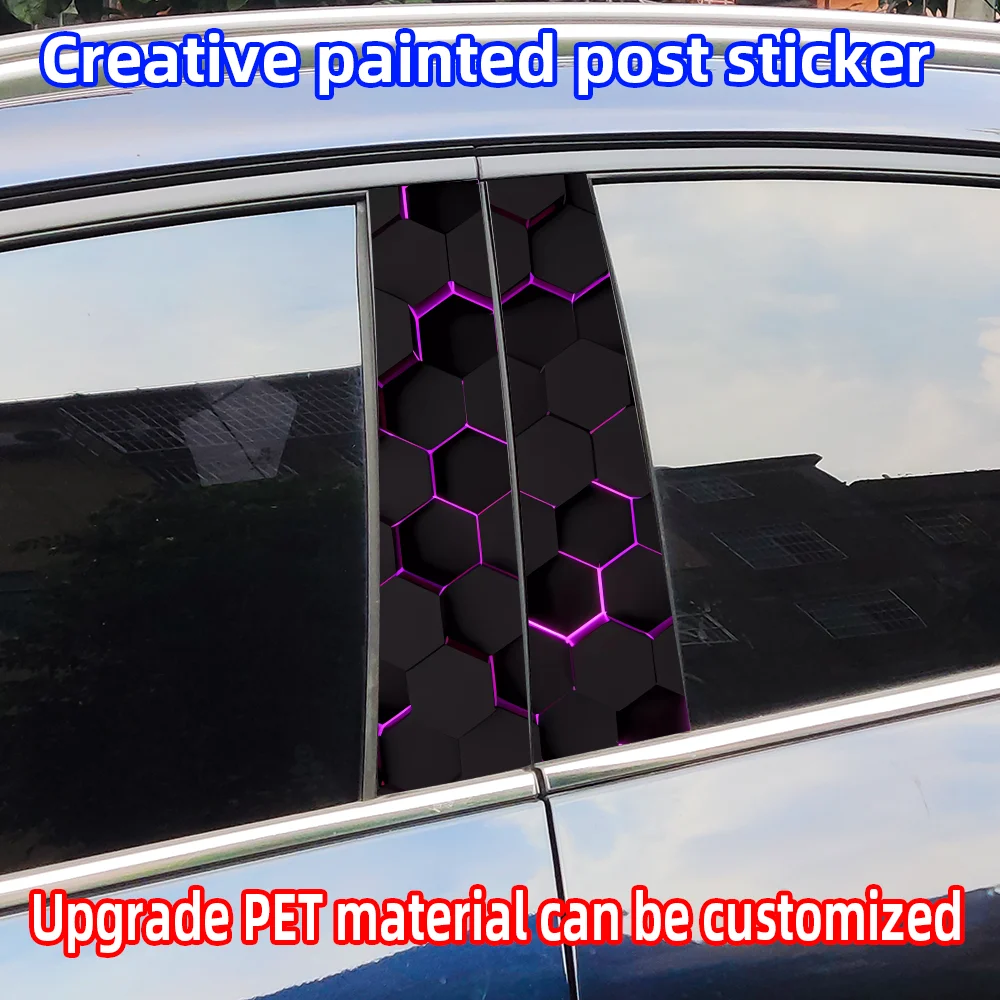Honeycomb Car Stickers Funny Auto B Pillar Waterproof Decoration DIY Cover Car Doors Pillar Sunscreen Decals Auto Accessories