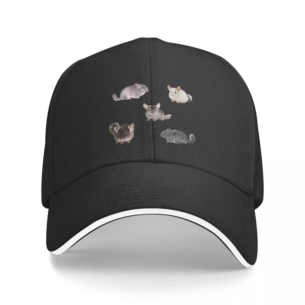 Cute Chinchillas for Chinchilla Lovers..(5 chinchillas with different colores) Baseball Cap Designer Hat For Girls Men's