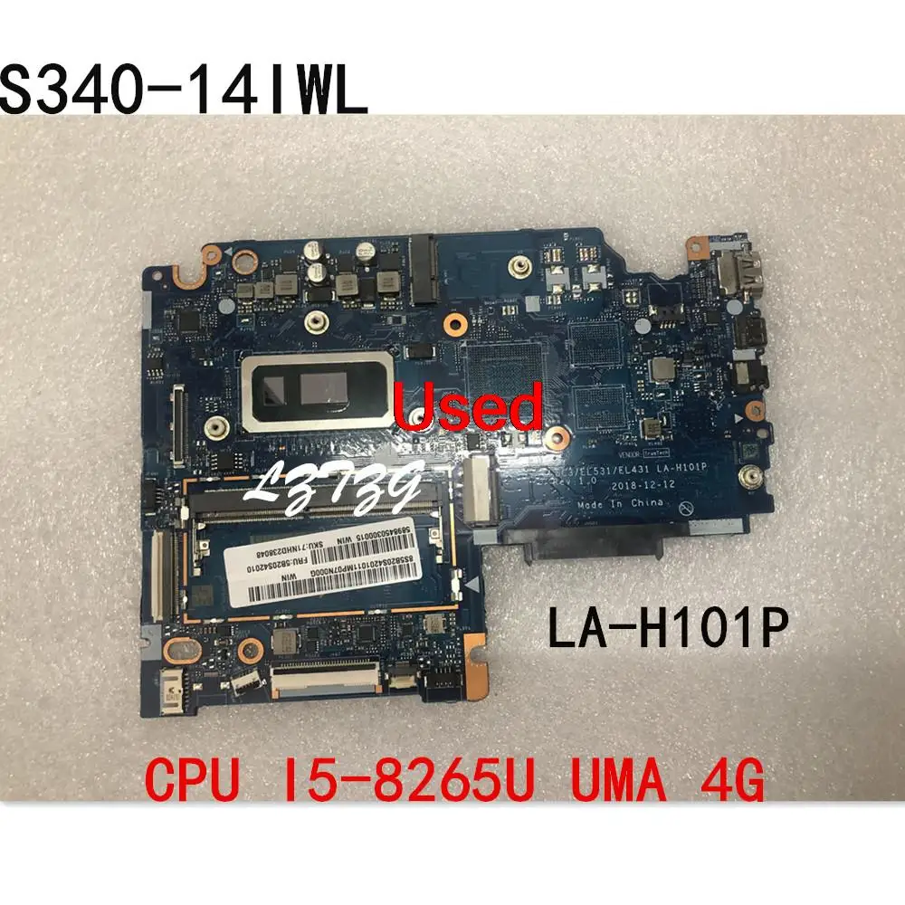 Used for Lenovo Ideapad S340-14IWL Laptop Motherboard With CPU I5-8265U UMA RAM 4G FRU 5B20S42010