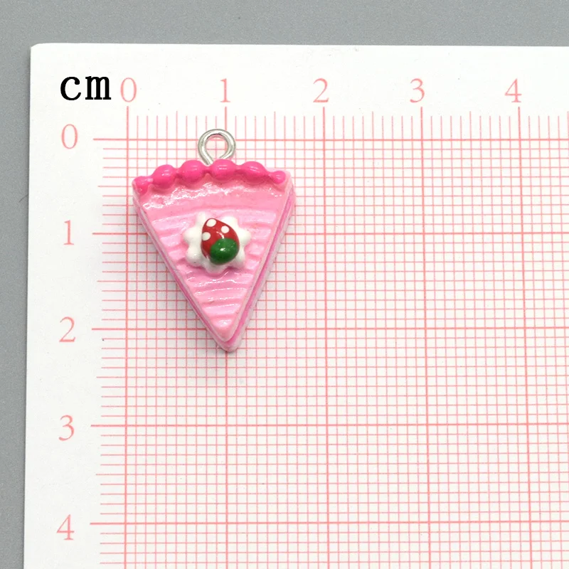 10pcs 3D Mini Strawberry Cake Resin Charms Simulated Triangle Cakes Pendant For Earring DIY Crafts Jewelry Make