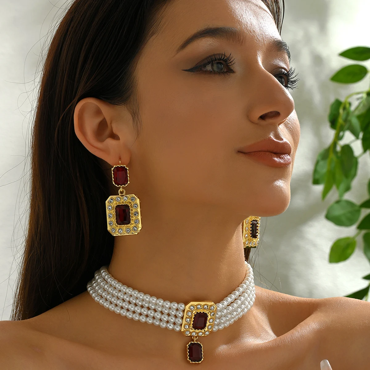 Марокканский стиль, свадебный элитный элегантный комплект из бисера, изысканное мастерство, квадратный кулон, ожерелье и серьги Марокканский стиль, свадебный элитный элегантный комплект из бисера, изысканное мастерство, квадратный кулон, ожерелье и серьги