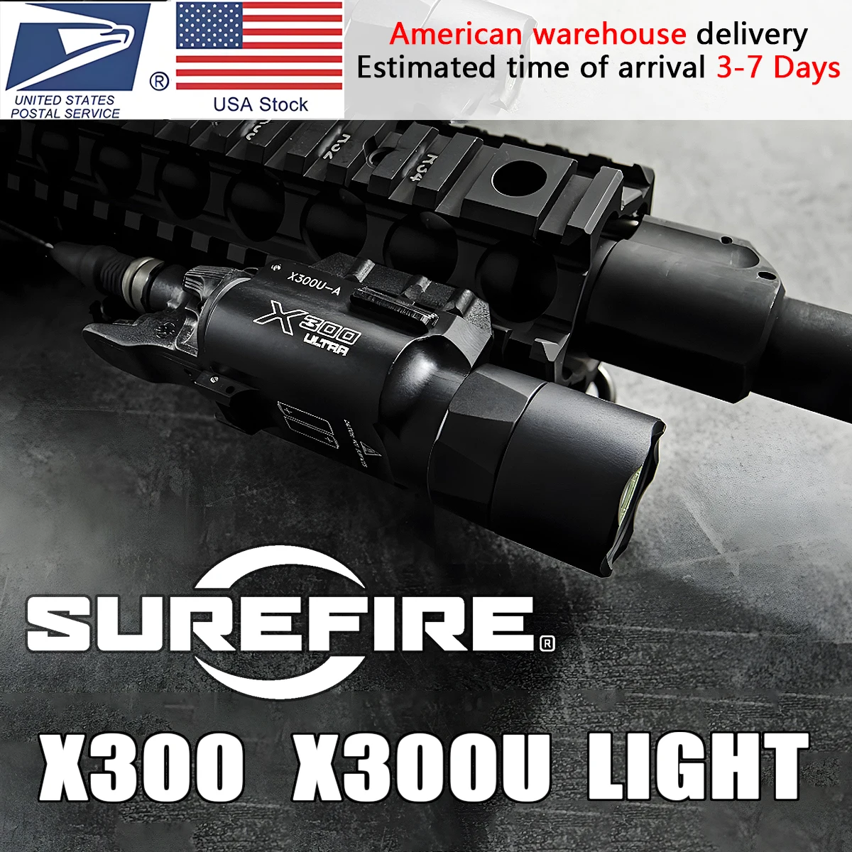 

X300 US Warehouse Delivery Surefire X300 X300U Flashlight For 20mm Rail Airsoft Gun Light Hunting Rifle Pistol Scout Light