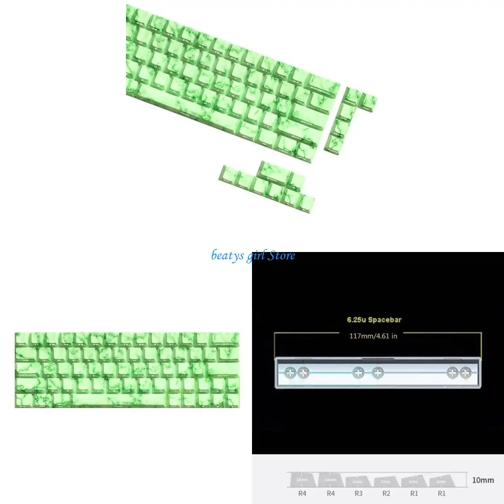 

C7AB Emerald Theme Keycap 64/74Key Dye Sublimations Side-lit Backlit Keycap for Switches