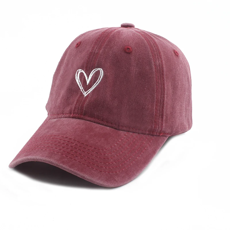 Fashion Outdoor Sport Baseball Caps For Men Women Love Heart Embroidery Snapback Cap Washed Cotton Dad Hat