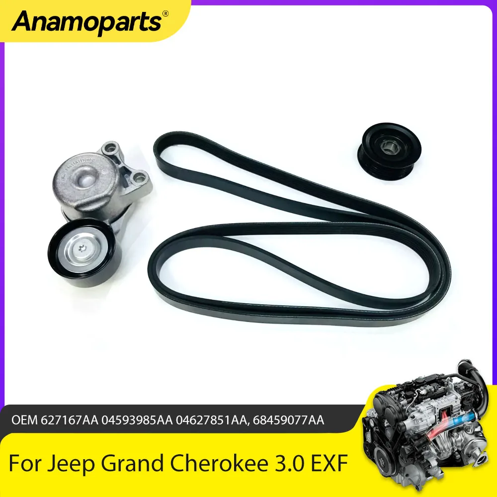 Engine Parts Serpentine Belt Repair Kit Fit 3.0 L T EXF EXN Diesel For Jeep Grand Cherokee Ram 1500 Chrysler 300C 3.0L 2012-2014