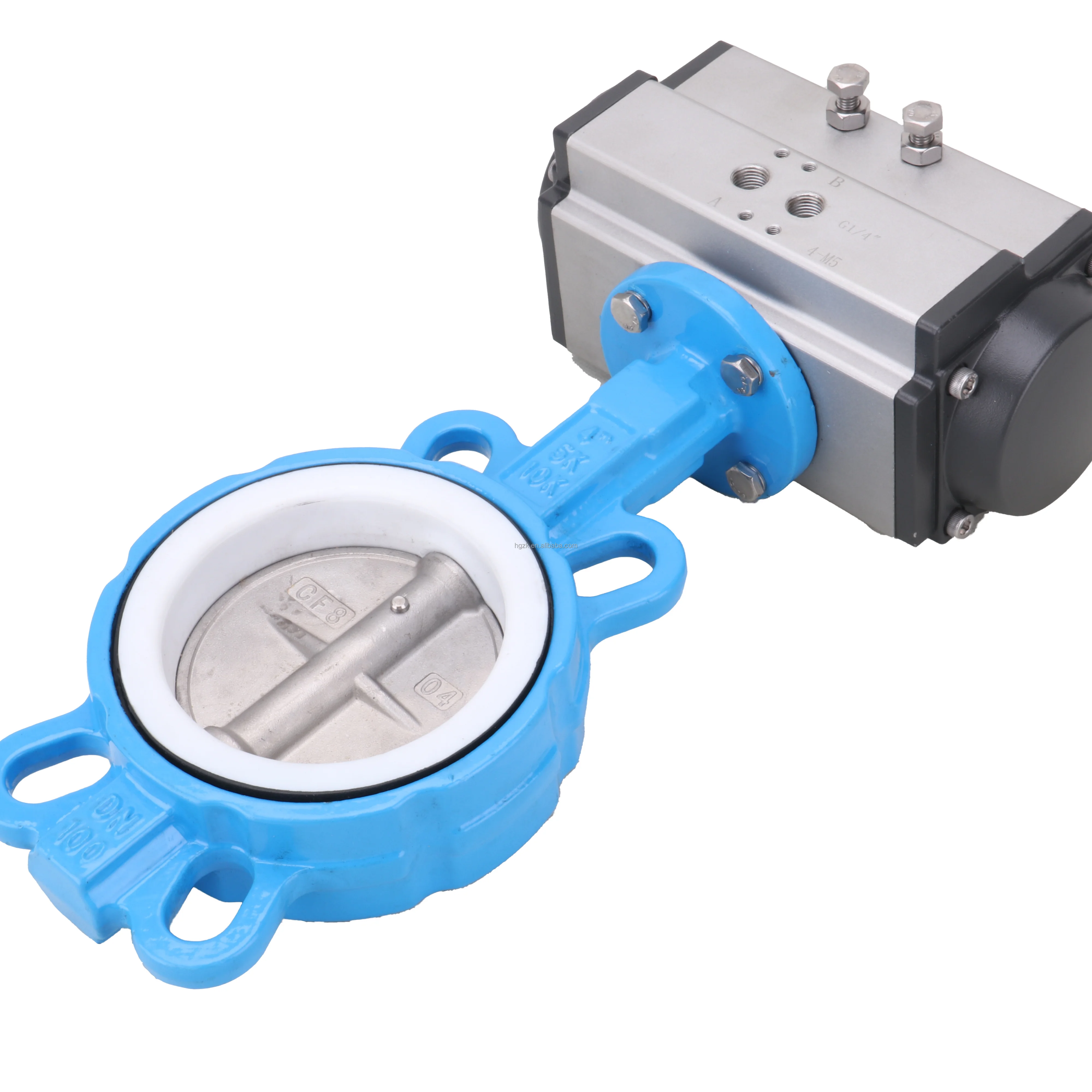 الصين صمام الصانع DN150 صمام الفراشة نوع الويفر مع المحرك الهوائي