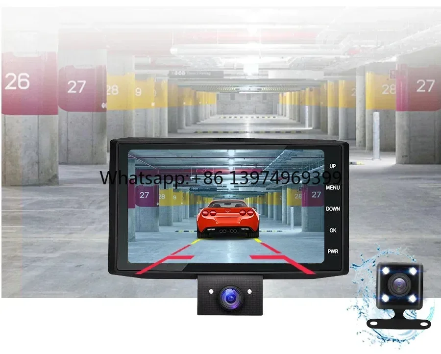 4'' Car Dashcam with 170 Wide Degree HD 1080P 3 Lens DVR WDR Night Vision Front Back Video Recorder Premium Quality DVR for Cars