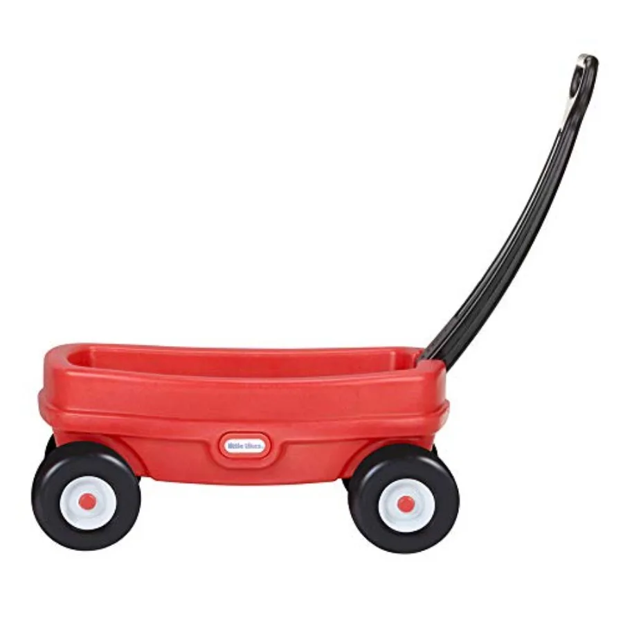 

Lil' Wagon Red And Black Indoor and Outdoor Play Easy Assembly Made Of Tough Plastic Inside and Out Handle Folds For Easy Stora