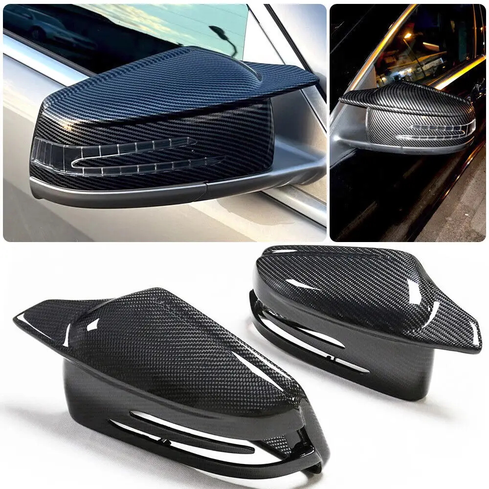 M Look Carbon Fiber Rear View Mirror Cover Caps Fit For Mercedes Benz A Class W246 C Class W204 E Class S Class W221 CLA CLS CLK