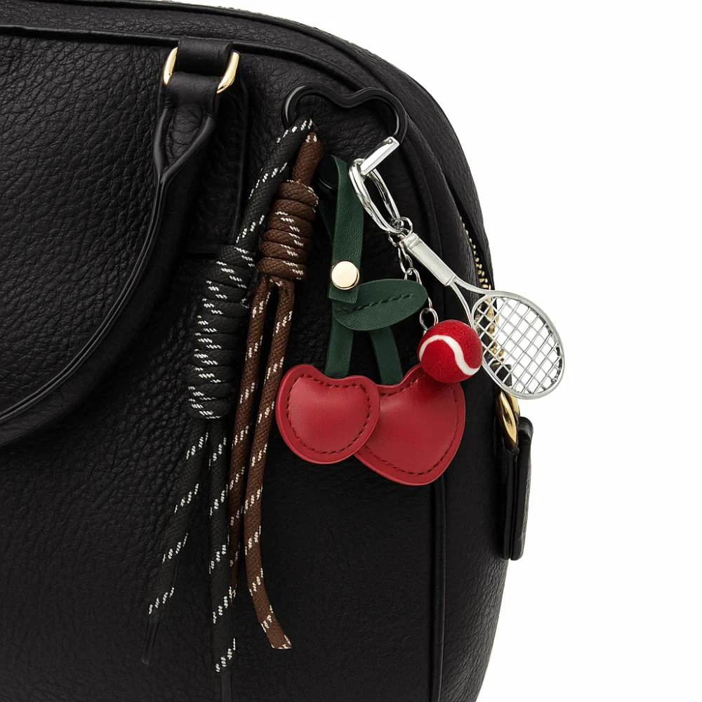 فتاة القلب حبل مضفر المفاتيح المنسوجة يدويا مكافحة خسر الكرز على شكل حقيبة قلادة الجمالية حلية مضرب تنس مفتاح سلسلة