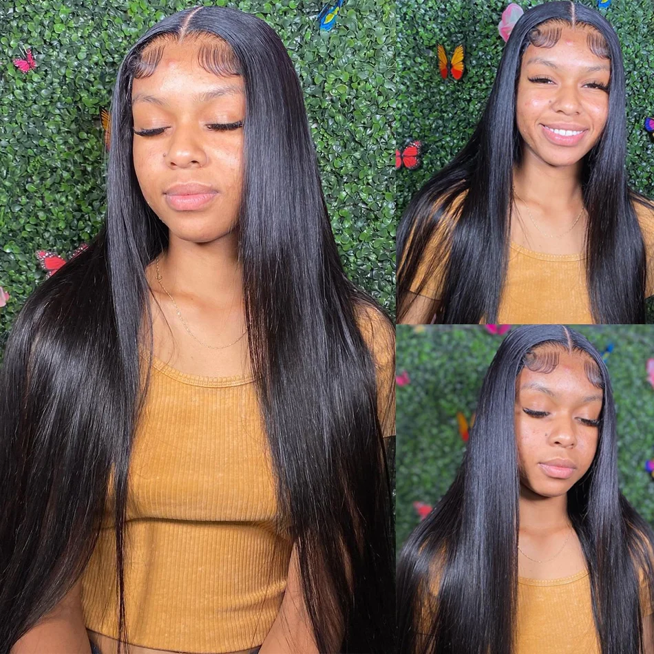 

13x4 Bone Straight HD Transparent Lace Frontal Wig 180% Density 13x6 Human Hair Pre-Plucked 30-42 Inch Bone Straight Wigs