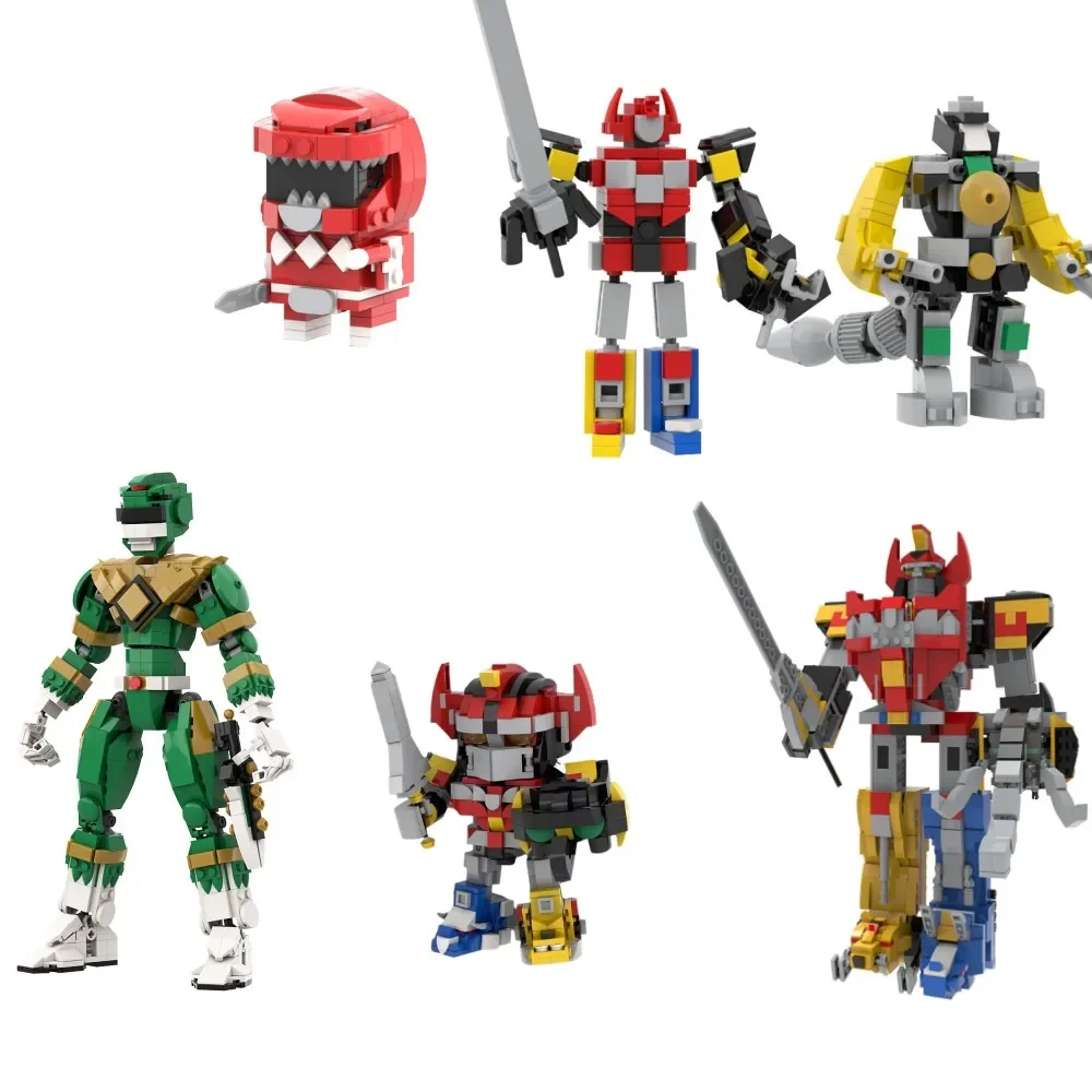 MOC Dinosaur Mech Warrior Red Powers Rangers Brickheadzs Building Blocks Model Green Ranger Megazords Dragonzords Bricks Kid Toy