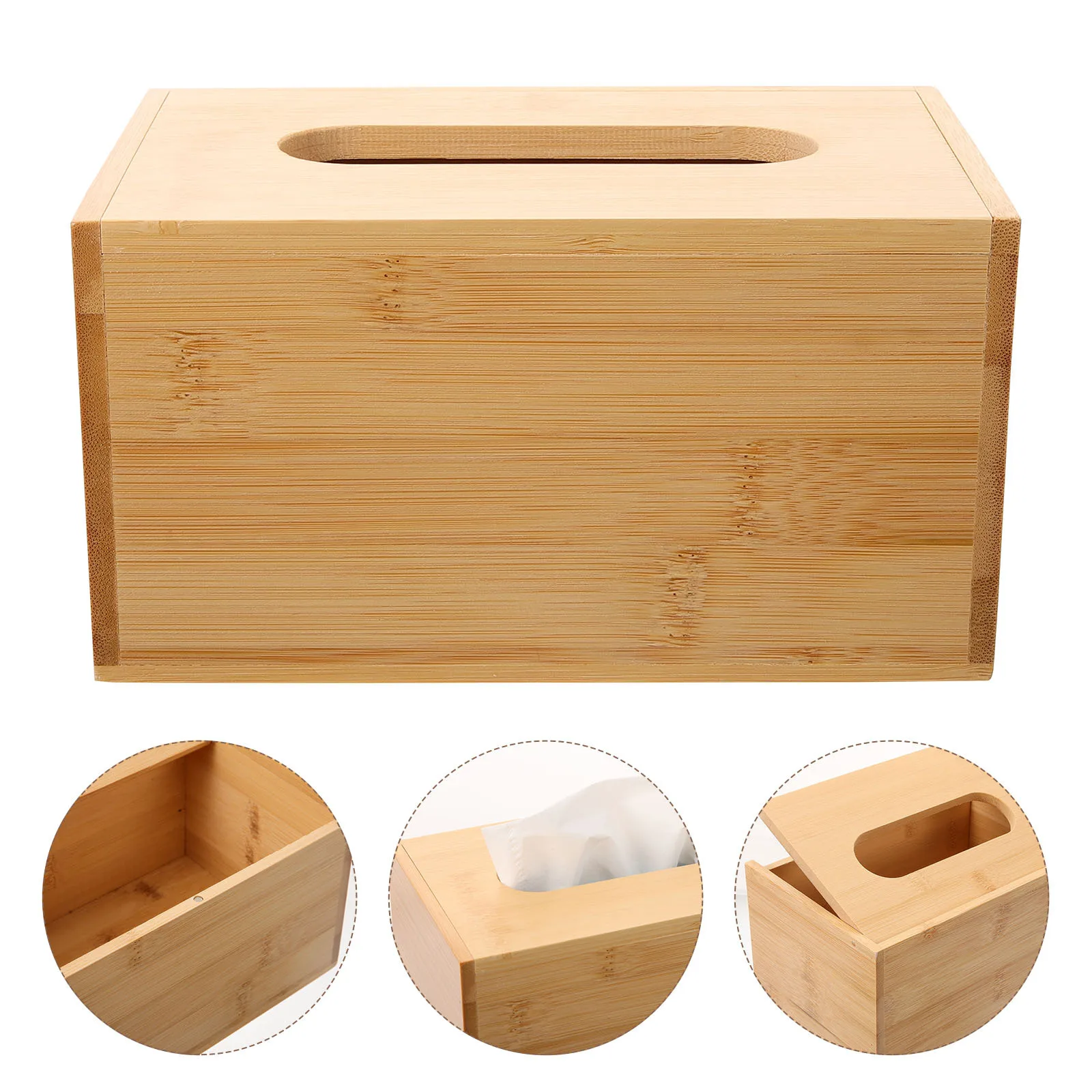 

Bamboo Tissue Box Cover Rectangular Napkin Holder Paper Case for Office Home Hotel Car Desktop Wet Wipes Storage Organizer