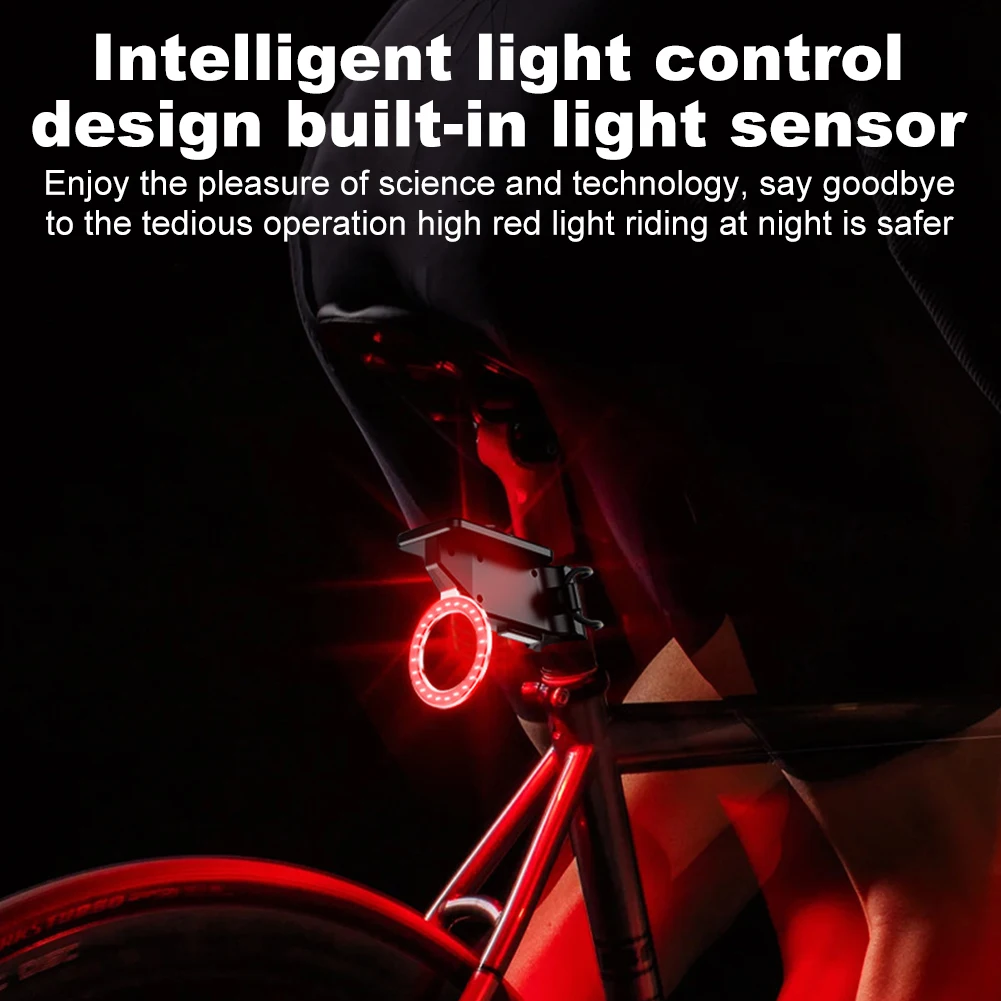 Solar Bicycle Rear Light Waterproof Bicycle Tail Lamp LED Bike Taillight Rechargeable  MTB Road Bike Safety Warning Taillights