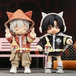 Ob11 Panda Coat Clothes Devil Short-Sleeved T-Shirt Shorts Belt Set For Molly, Gsc, Ymy Body, Ufdoll, 1/12 bjd Doll Accessories