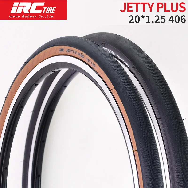 1PC IRC JETTY PLUS 20x1.25 Folding Bicycle Tires 32-406 Brown Side Black Retro Steel Wire 60TPI Bike Modification Tire