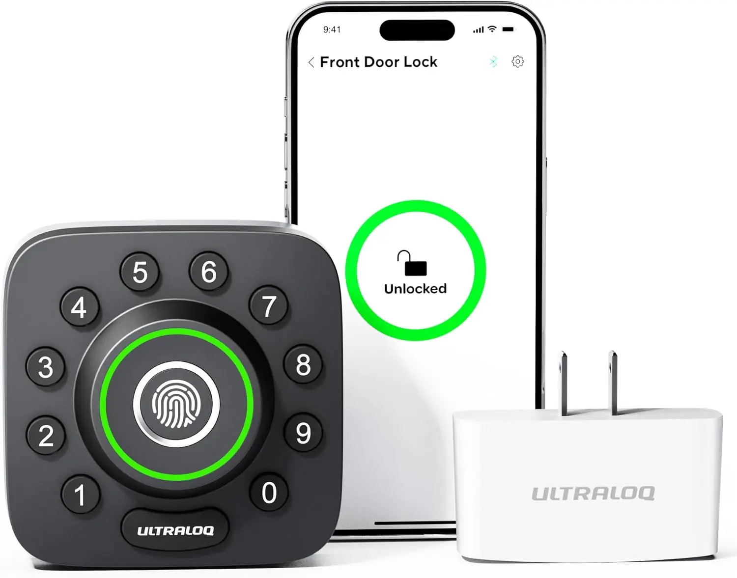 ULTRALOQ U-Bolt Pro Smart Lock with WiFi Bridge, 7-in-1 Fingerprint Keyless Entry Door Lock with App Remote Control