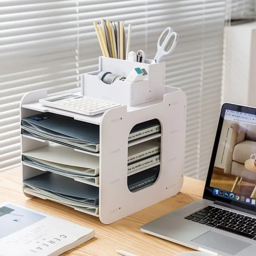 A4 Paper Storage Organizer Multi-layer Desktop File Storage Rack with Capacity Easy Assembly Organizer Holder for Office