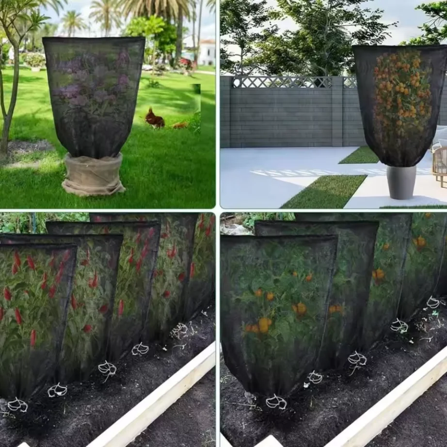 Black HDPE Sun Shade Cover for Plants 70 Mesh Garden UV Protection Drawstring Easy Installation Bird & Insect Barrier