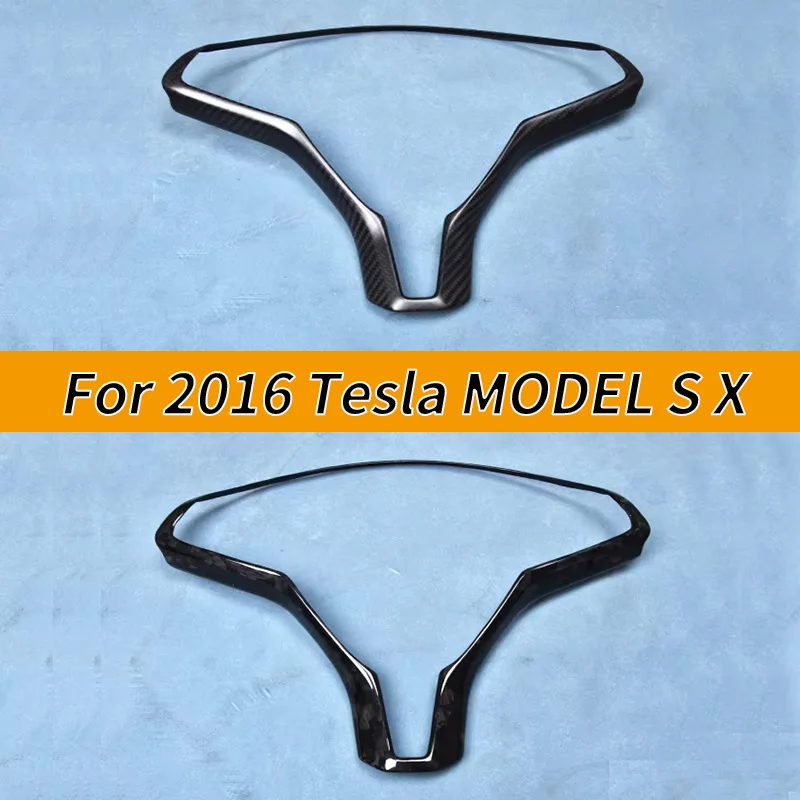 

Car interior accessories carbon fiber steering wheel protective cover decorative button frame suitable for Tesla Model S/X 2016