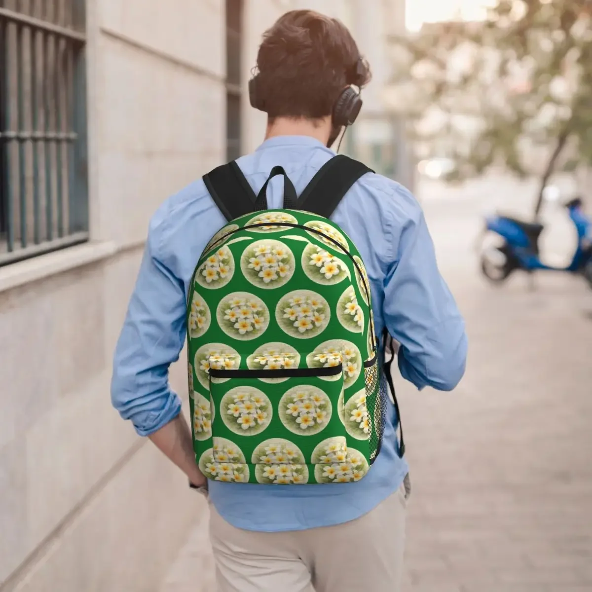 Blooming Plumeria Realistic Art Student Backpack School Bag Hiking Travel Daypack for Men Women Bookbag Shoulder Bags