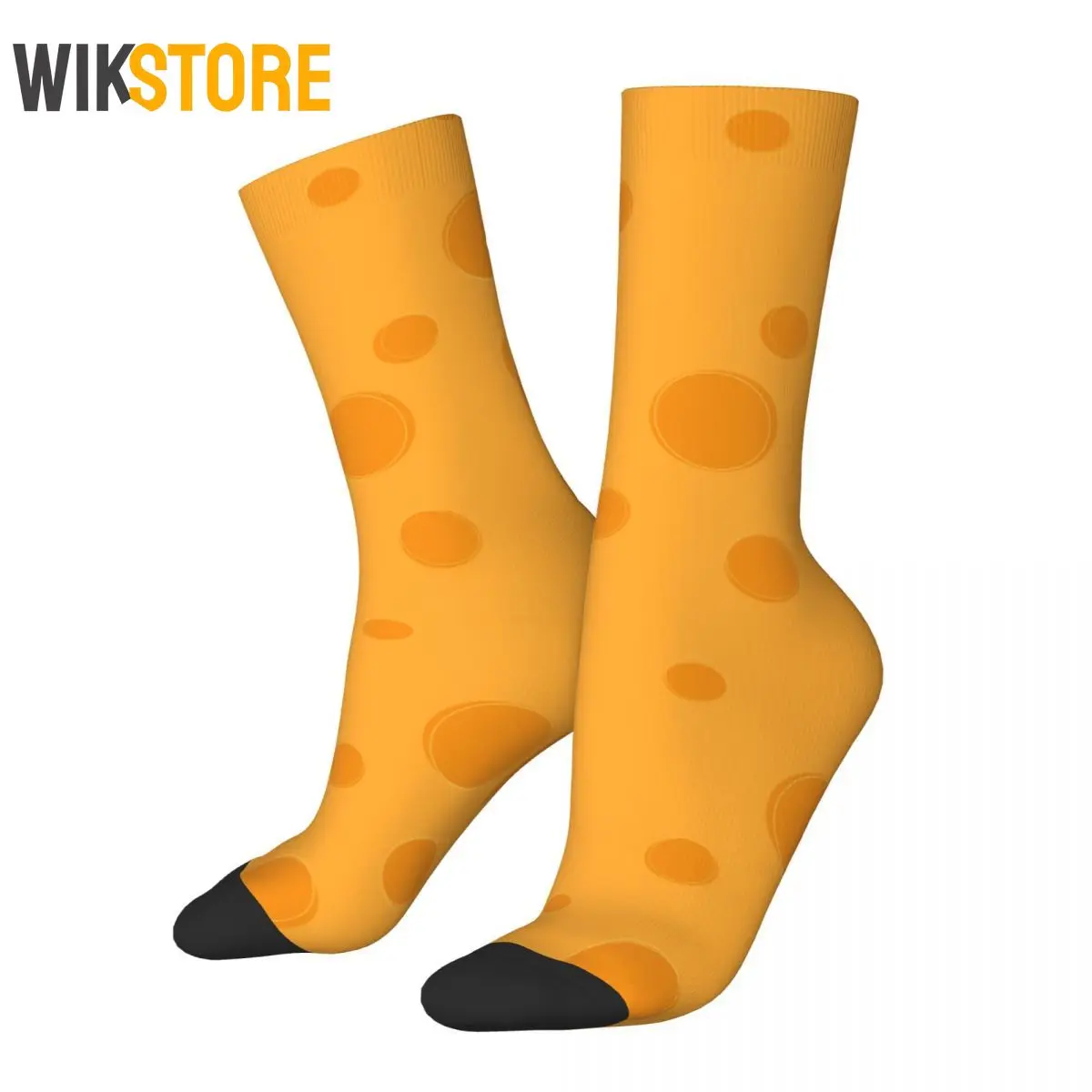 Autumn Winter Crazy Design Women Men Yellow Swiss Cheese Socks Non-slip Basketball Socks