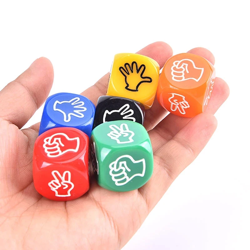 5PCS Funny Dice Finger Guessing Game Rock Paper Scissors Toy Juegos De Mesas Para Toda La Familia Drinking Party Favors