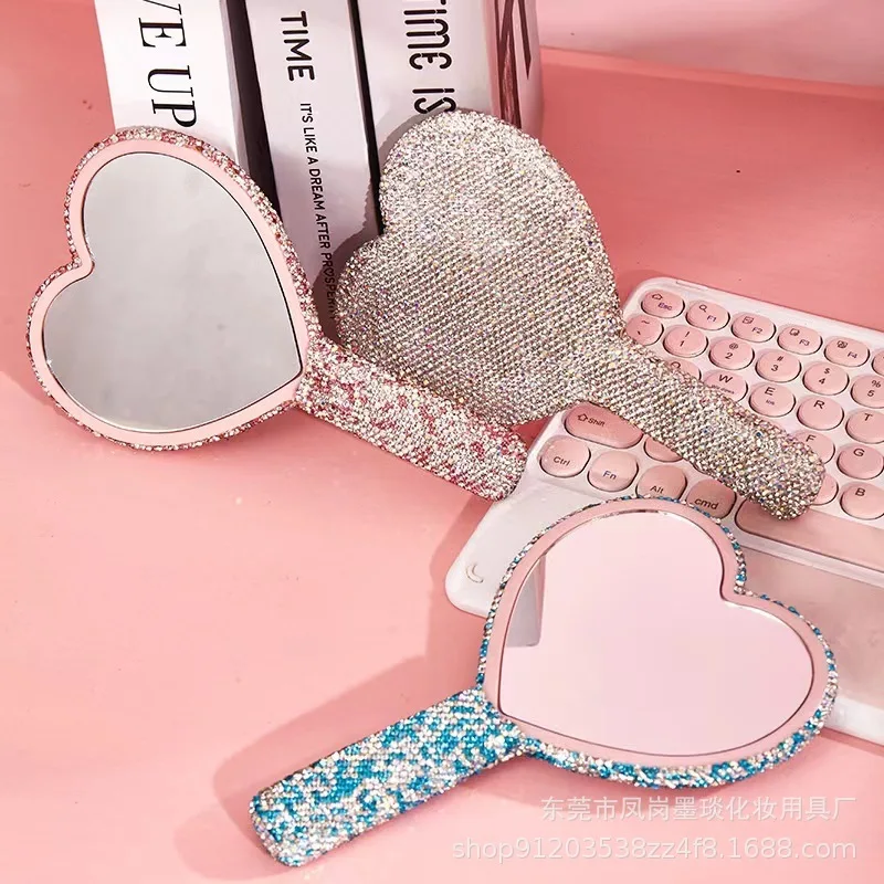 Diamond Hand Mirror ABS Fashion Premium Beauty clay stick diamond handle mirror