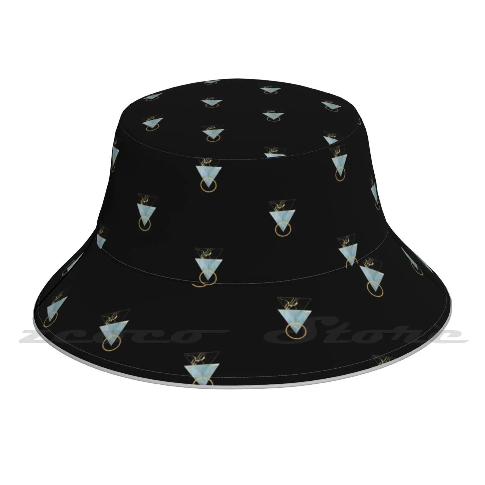 Marble Bucket Hat Outdoor Sports Breathable Present Fashion Cap Gold Marble Black Blue Shapes Currency Euro Classy Coco Rodeo