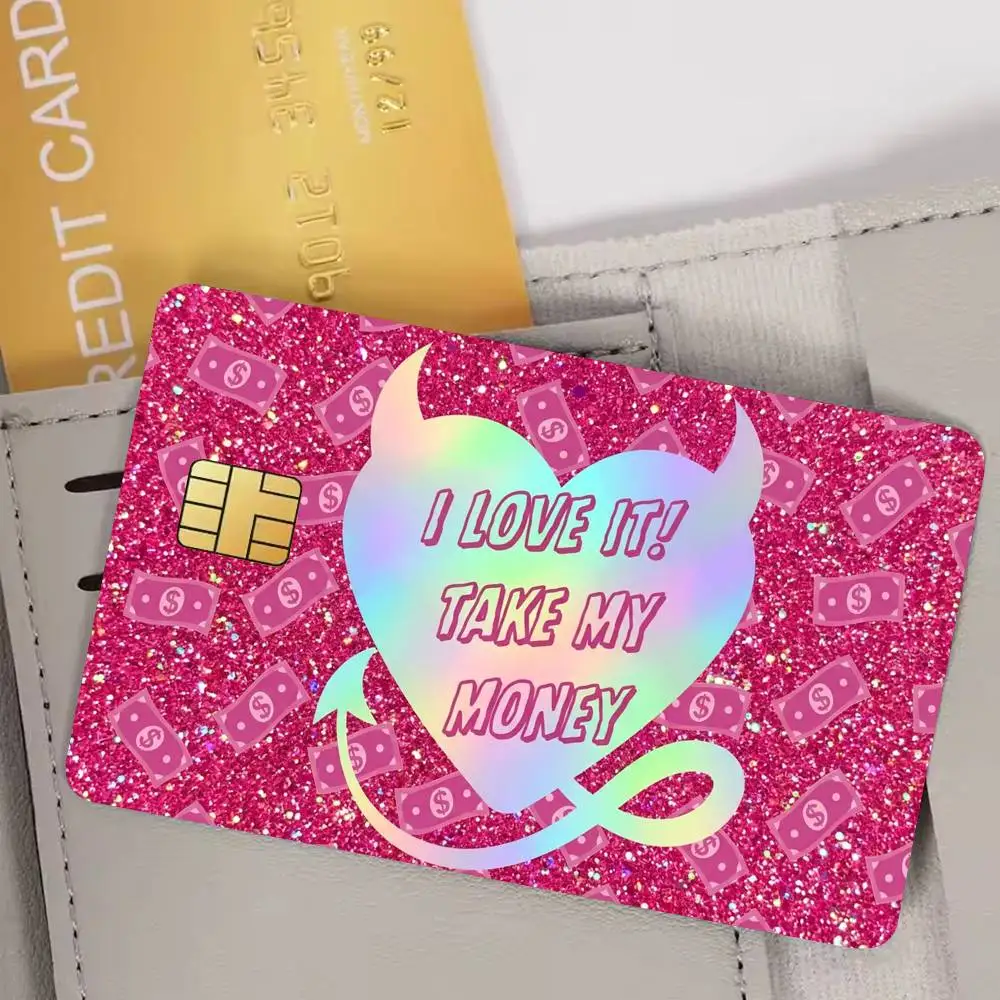 I Like It Take My Money Film Skin Cover Credit Card Stickers 4PCS Debit Front Decoration Bank Bus Pass Waterproof